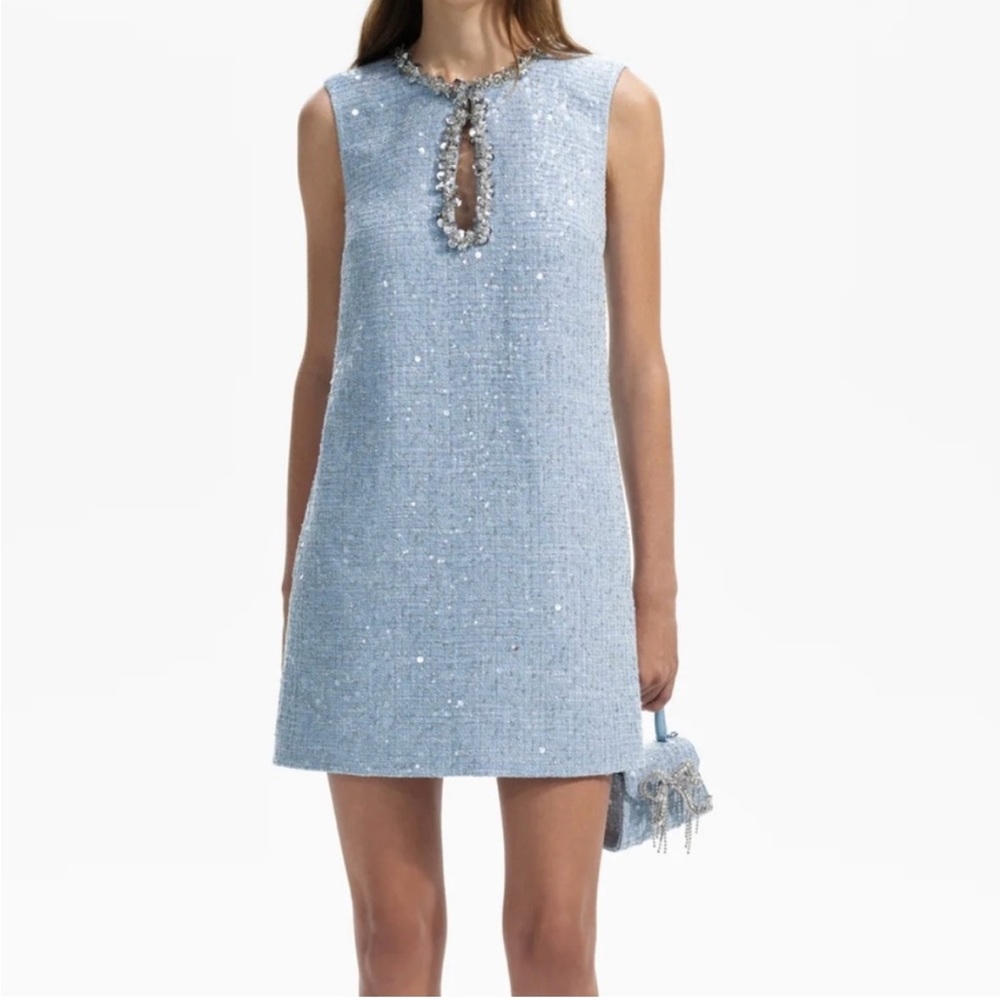 Self portrait blue bucle dress